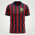 ESBOOR Men's Classic Retro Soccer Jersey - Red & Black Thick Vertical Stripe Training Shirt