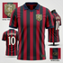 ESBOOR Men's Classic Retro Soccer Jersey - Red & Black Thick Vertical Stripe Training Shirt