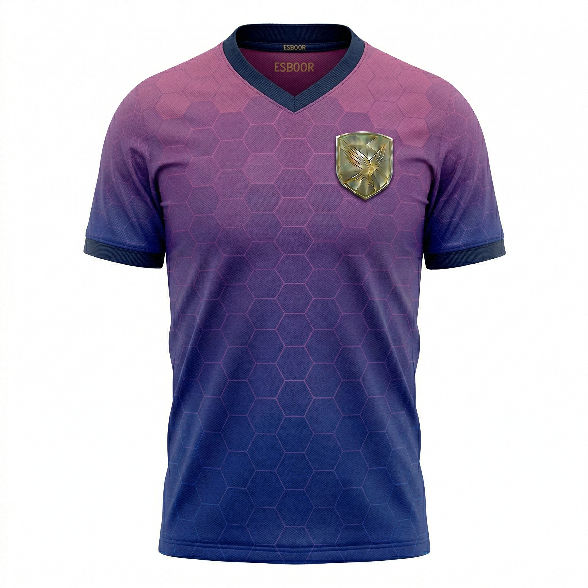 ESBOOR Men's Modern Gradient Honeycomb Soccer Jersey - Purple to Blue Athletic Training Shirt