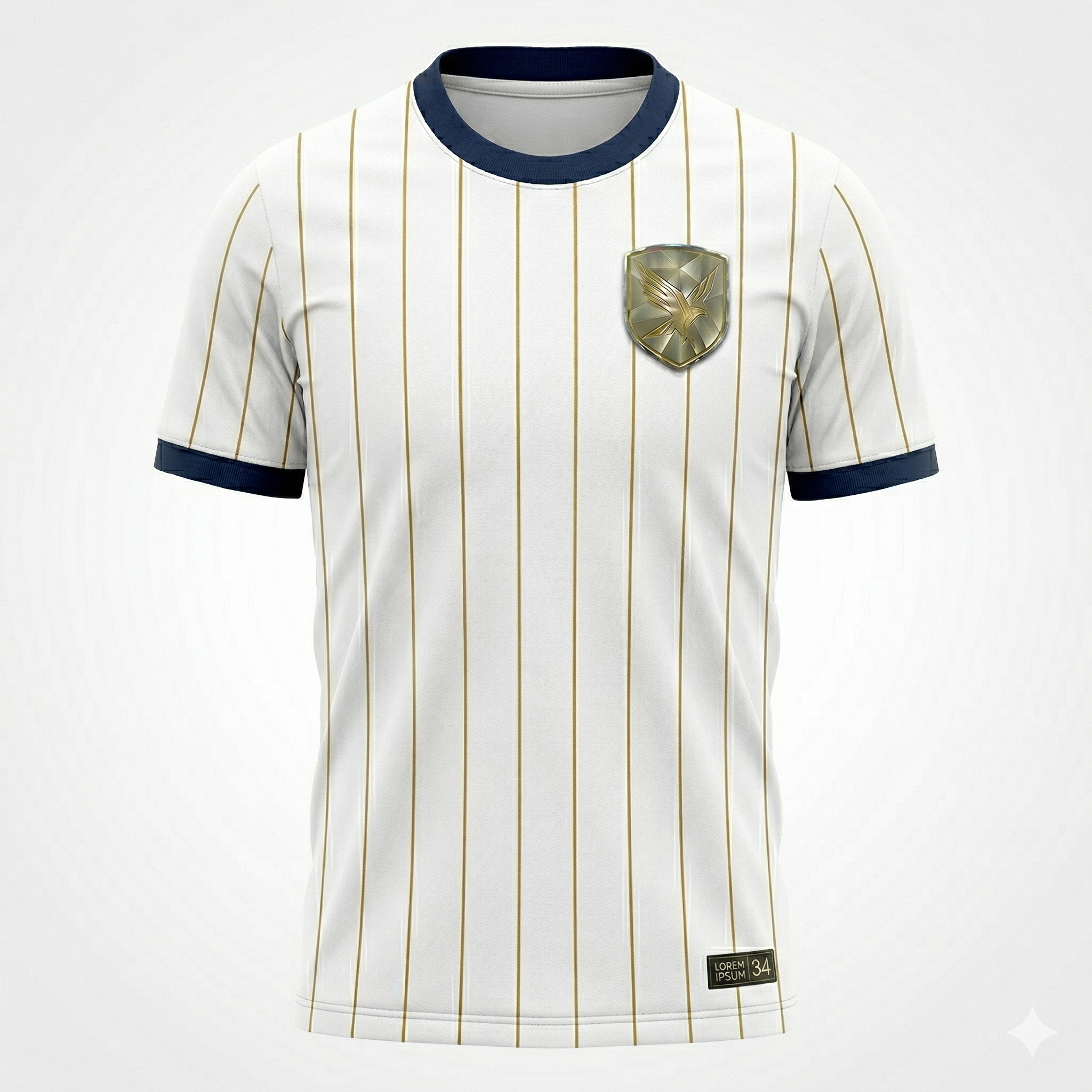ESBOOR Men's Official Performance Soccer Jersey - White & Gold Pinstripe Training Shirt