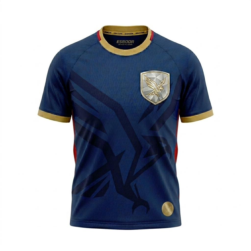 ESBOOR Men's Performance Soccer Jersey - Breathable Athletic Training Shirt - Navy/Gold/Red