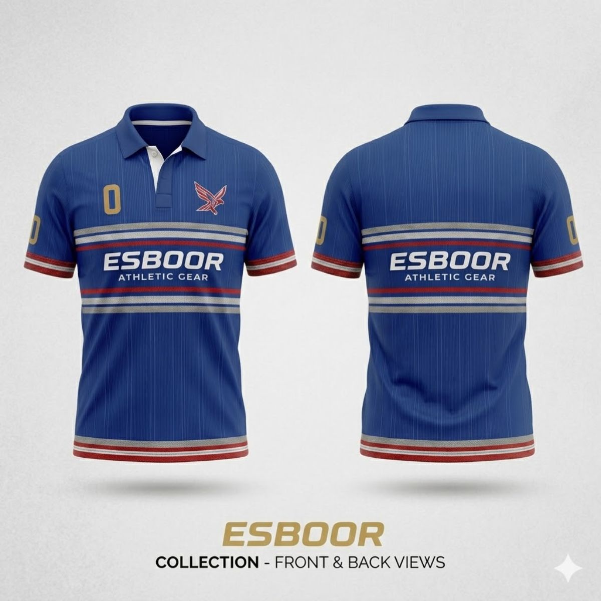 Esboor "Athletic Gear" Premium Blue Men's Polo Jersey