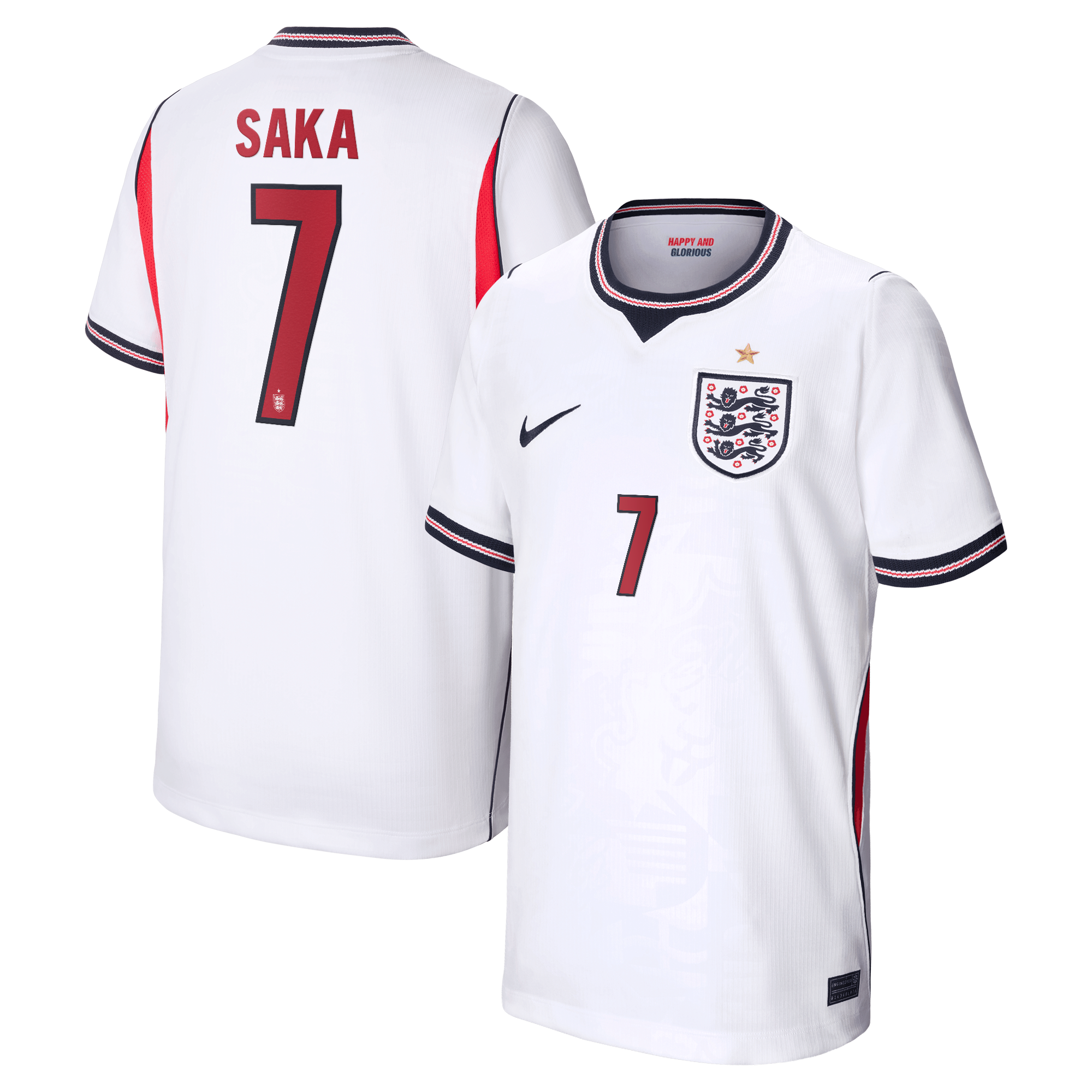 Bukayo Saka England National Team Nike Youth 2026 Home Stadium Jersey - White