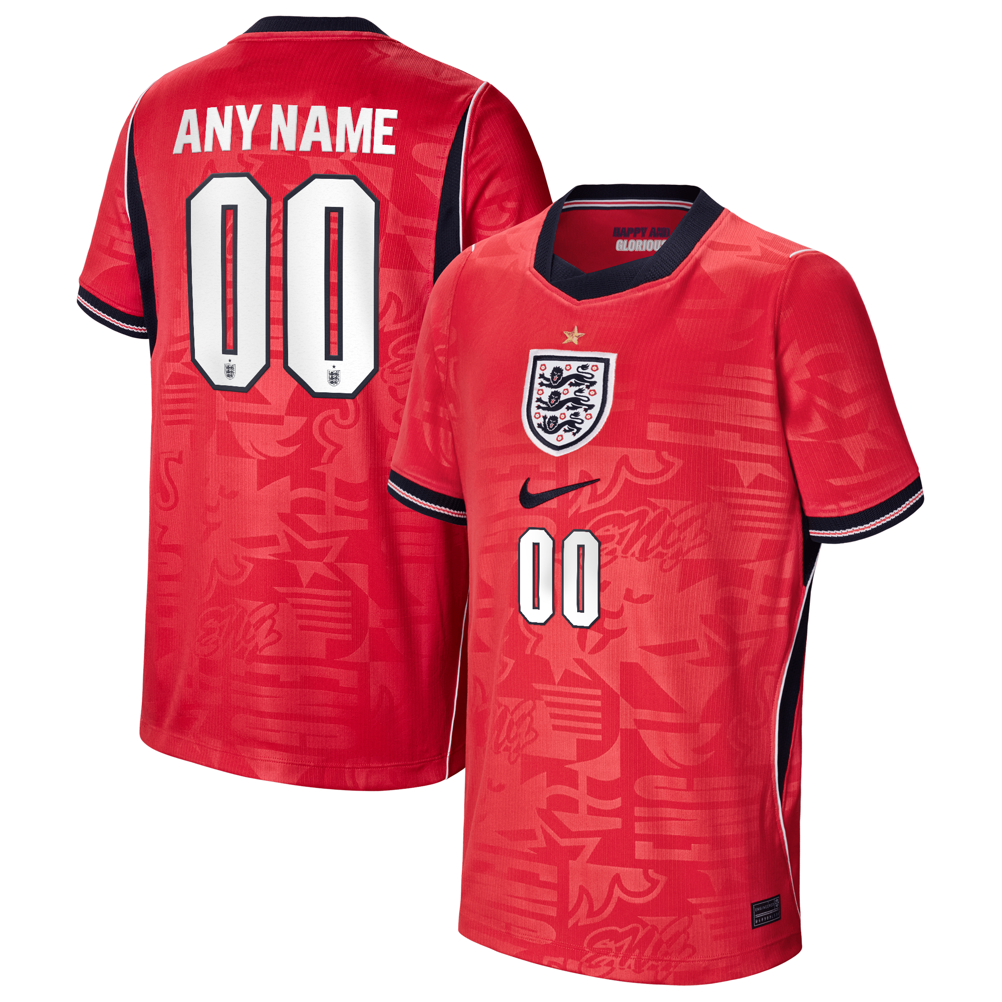 England National Team Nike Youth 2026 Away Stadium Custom Jersey - Red