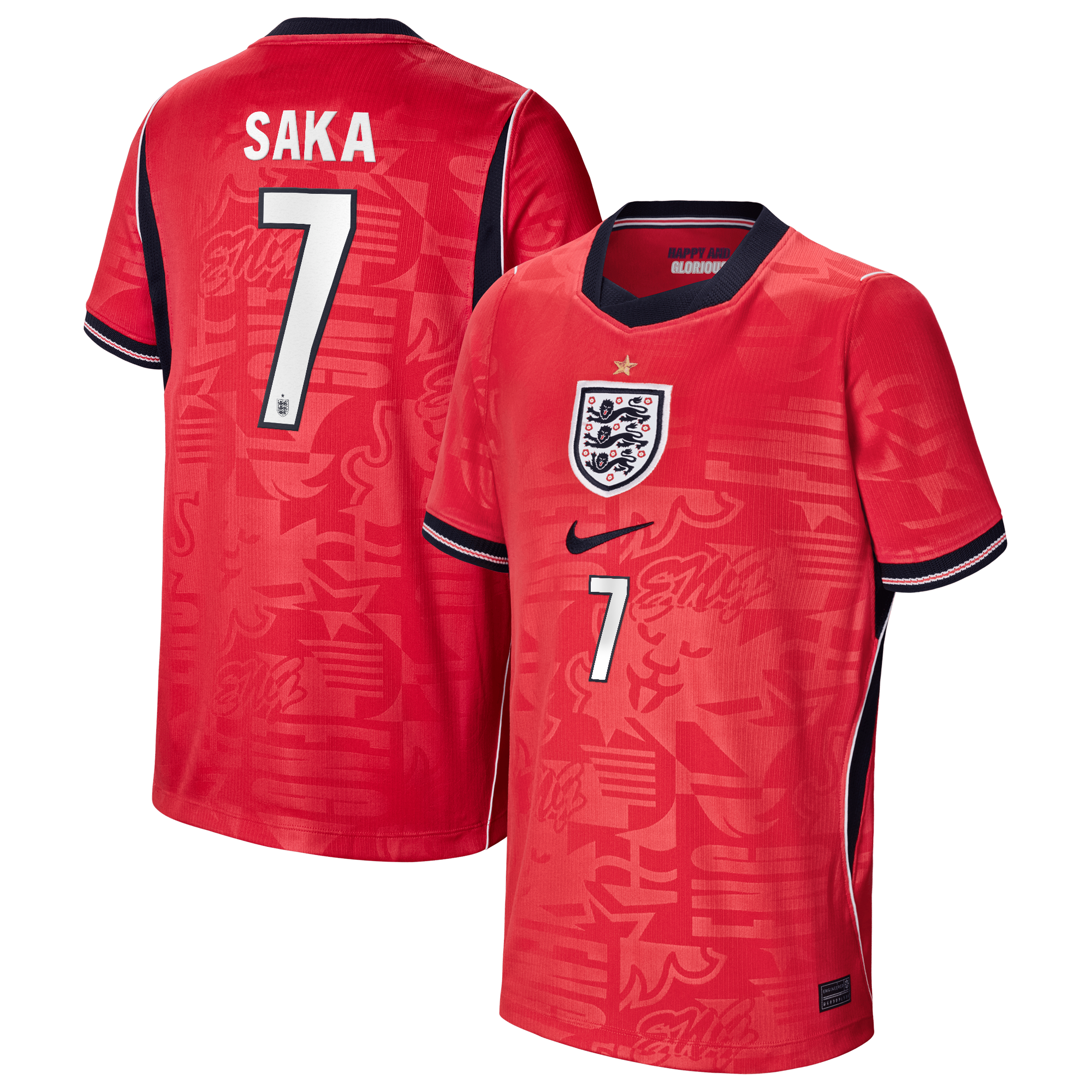 Bukayo Saka England National Team Nike Youth 2026 Away Stadium Jersey - Red