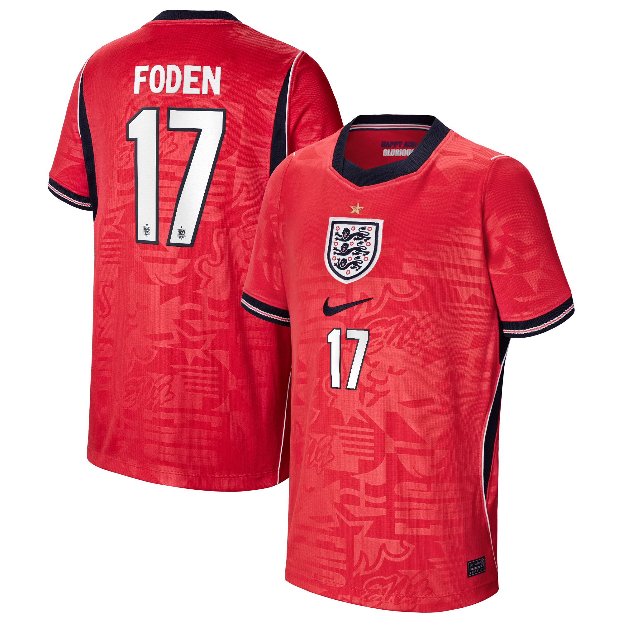 Phil Foden England National Team Nike Youth 2026 Away Stadium Jersey - Red