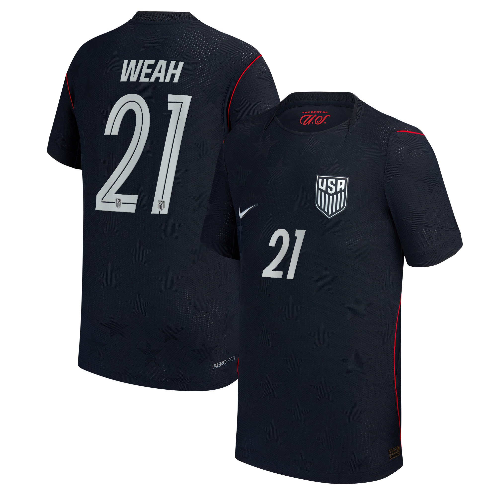Timothy Weah USMNT Nike Youth 2026 Away Match Jersey - Blue