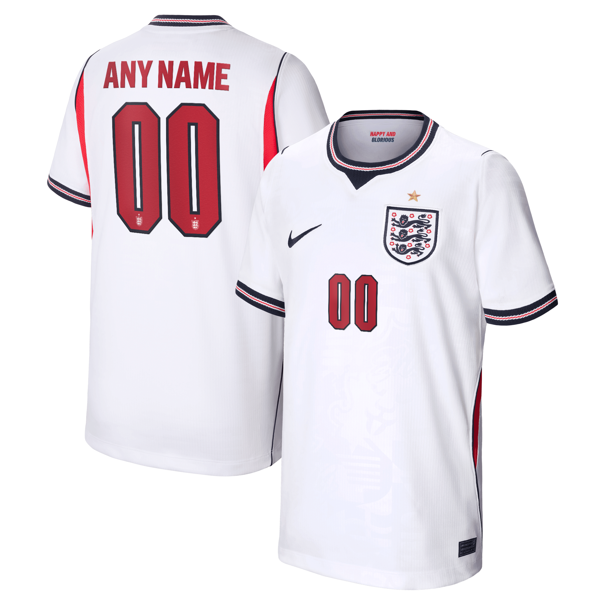 England National Team Nike Youth 2026 Home Stadium Custom Jersey - White