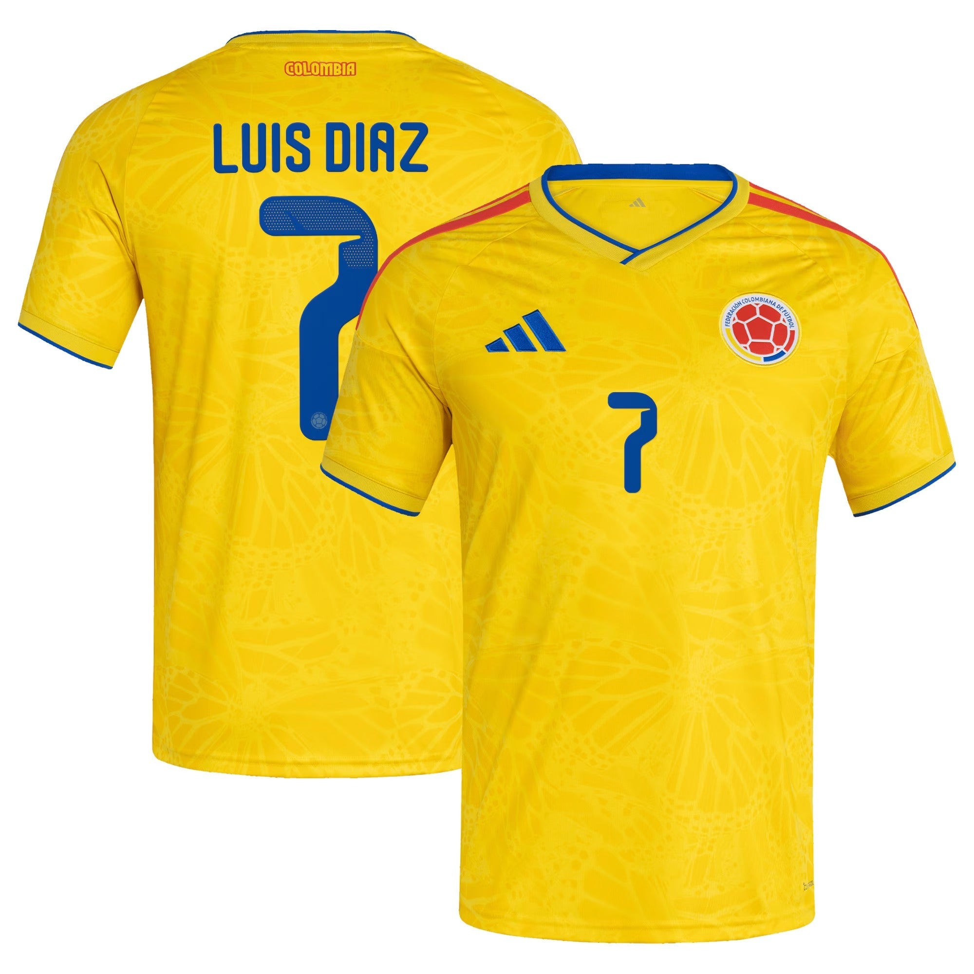 Luis Diaz Colombia National Team adidas 2026 Home Jersey - Yellow