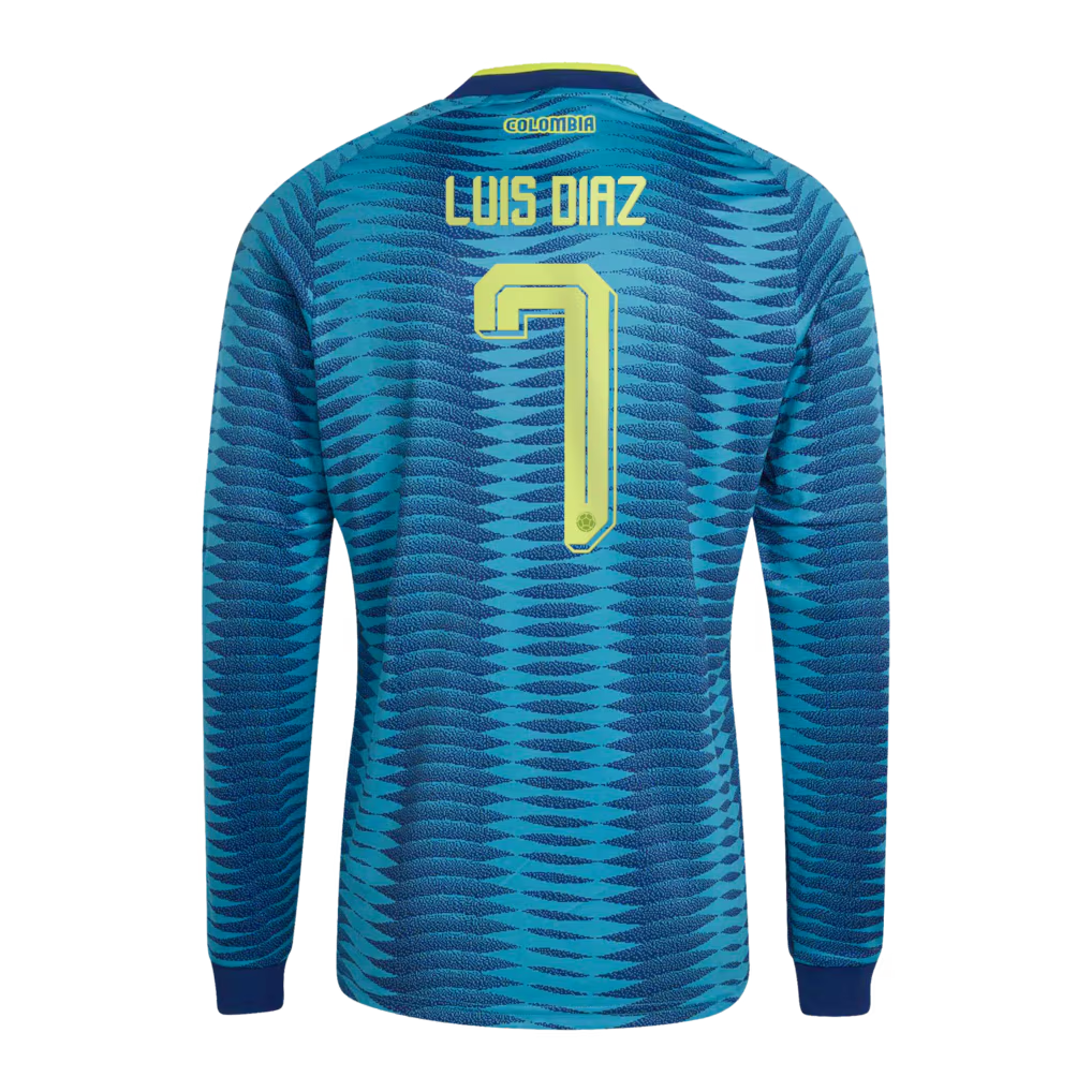 Luis Diaz Colombia National Team adidas 2026 Away Long Sleeve Jersey - Turquoise